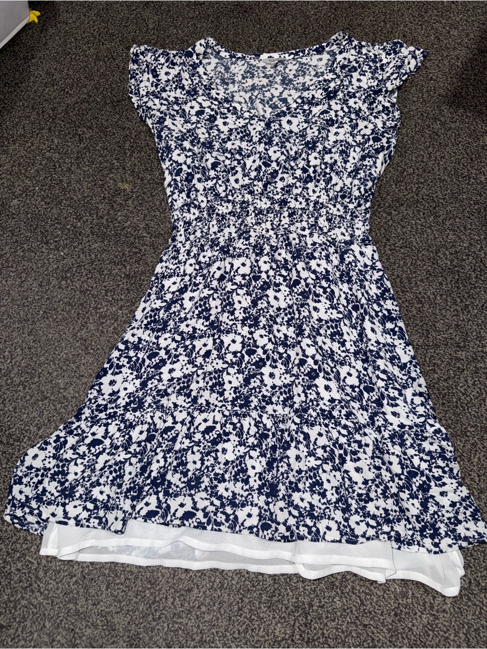 Rails Floral Summer Dress Women’s Blue White Short Sleeve Cinched Waist